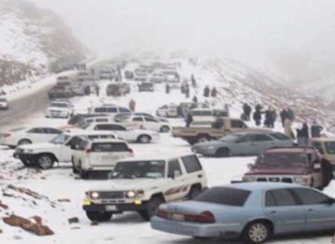 Heavy snowfall in Saudi Arabia