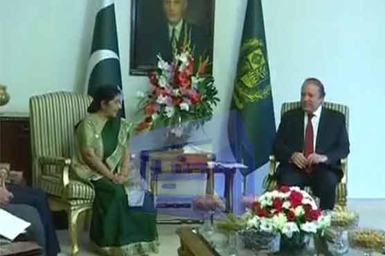 Pm Nawaz Sushma Swaraj Meet In Islamabad