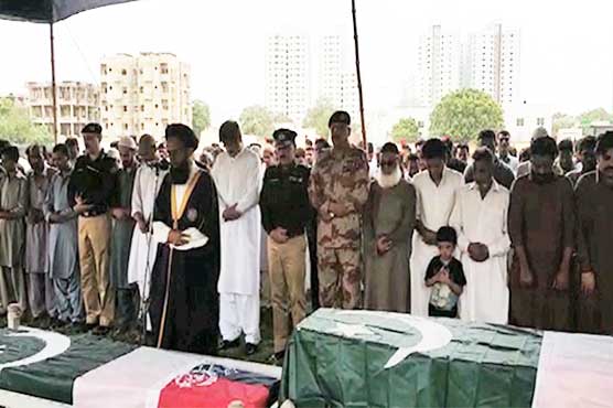 Martyred police officers, child in Karachi incident laid to rest
