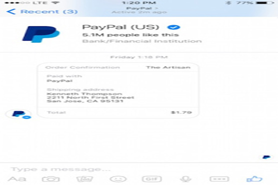 Facebook users can now PayPal in messenger