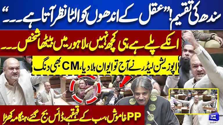 Sindh Distribution Opposition Leader of Sindh Assembly MQM's Ali Khursheedi Hard Speech Dunya News