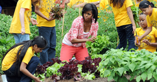 Michelle Obama visits White House garden helpers