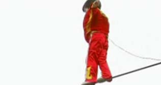 3-year-old Chinese girl walks across a tightrope above hungry tigers