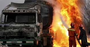 Khyber Agency:Militants blew up two NATO oil tankers