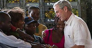 Bush visits Haiti to check reconstruction