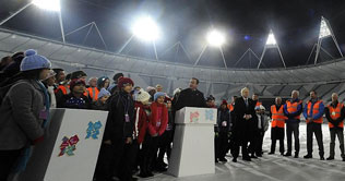 Lights turned on at London's Olympic Stadium