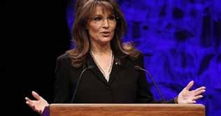Sarah Palin captured with crib notes