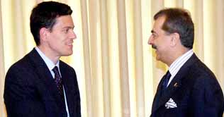 Gilani, Miliband discuss bilateral ties 