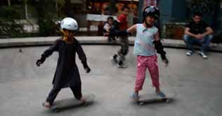 Afghan youth skaters celebrate skateboarding day