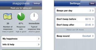iPhone application maps happiness