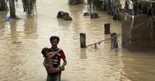  Manchhar Lake rises flooding several villages 