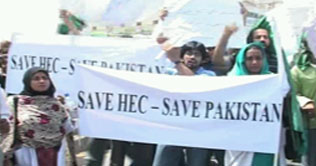 Students protest against devolution of HEC