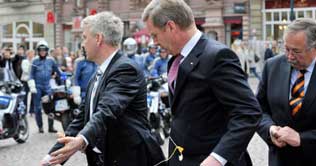 German president pelted with eggs
