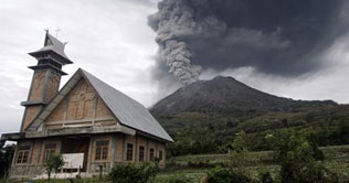 Volcano erupts in Indonesia