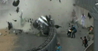 France: Vehicle crushed, driver survives