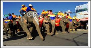 Thai elephants parade to get donations for Japan