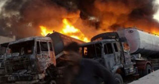 Khyber Agency: Two explosions destroy six NATO oil tankers 