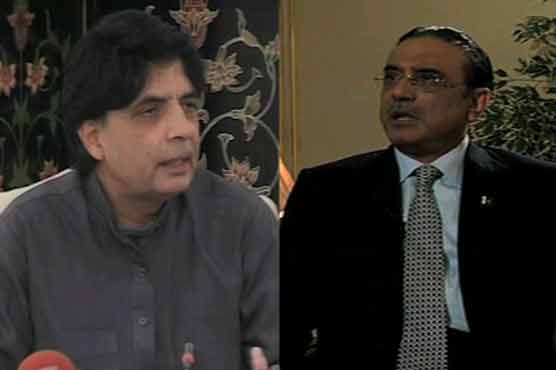 Fasih's nomination according to law, Zardari tells Nisar
