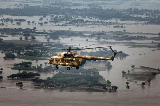 Zardari takes aerial view of flooded areas