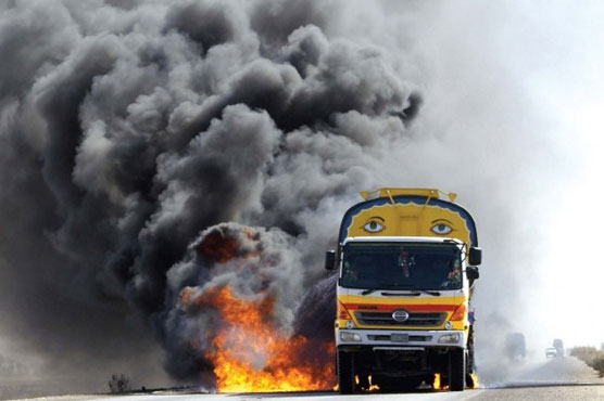 3 NATO oil tankers set on fire in Balochistan