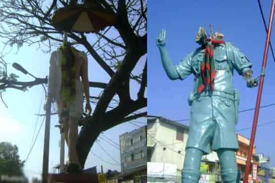 Gandhi statue vandalised in Sri Lanka