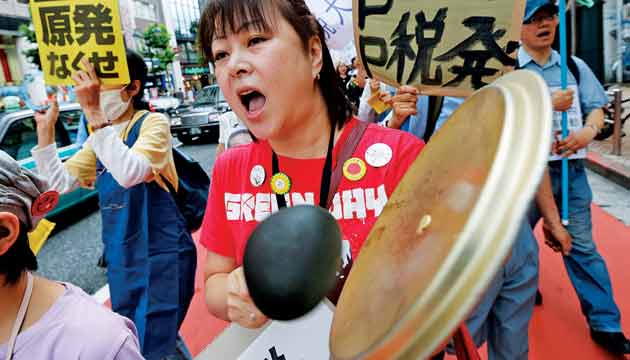 Japanese housewives protest consumption tax raise 