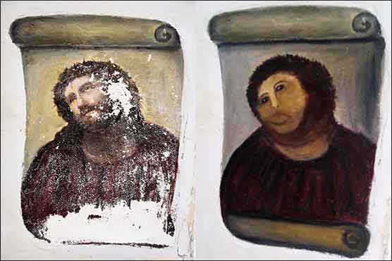 Artist trying to improve Christ's paining disfigures it 