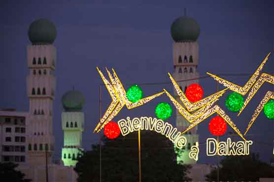 Senegal mosque lit up for Christmas 