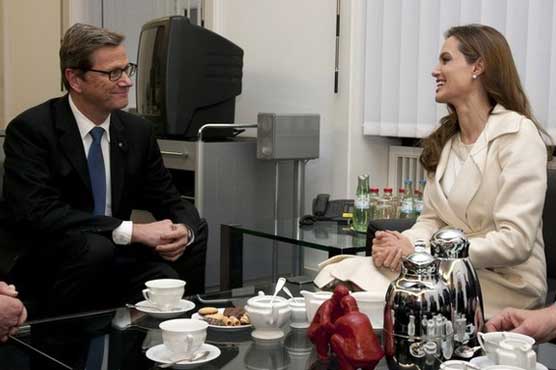 Angelina meets Germany's FM on sidelines of Berlinale