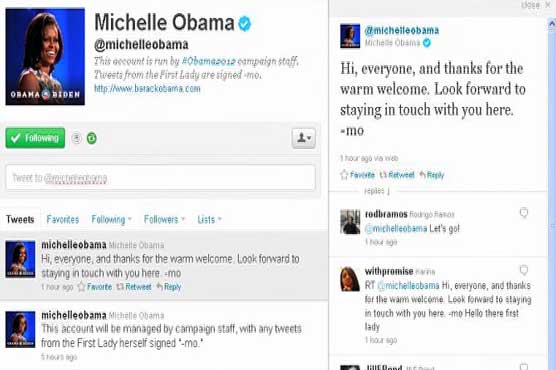 Obama campaign opens Twitter account for first lady