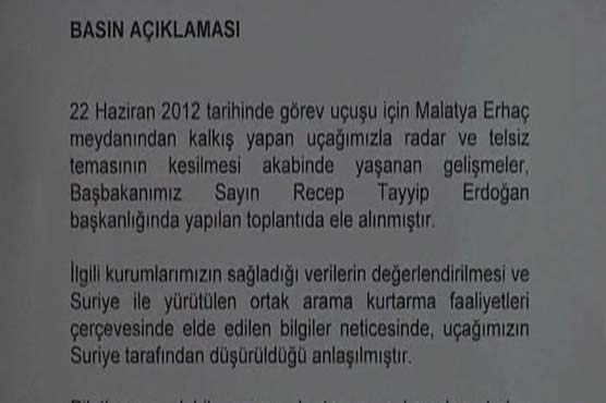 Syria shot down Turkish fighter jet, says Ankara