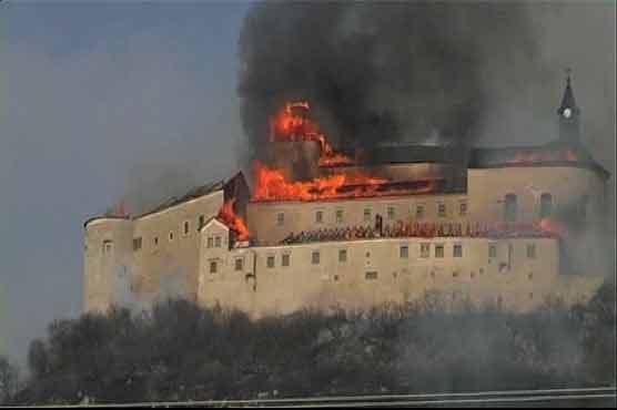 Slovakian castle goes up in flames