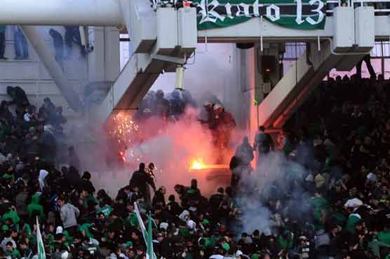 Greek soccer fans clash during match