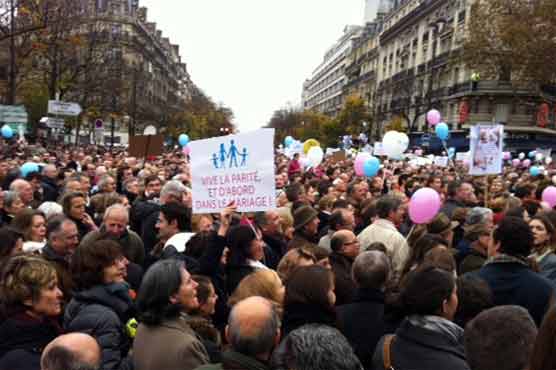 Thousands rally in Paris against same-sex marriages 