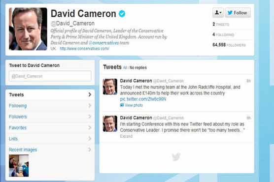 British PM opens Twitter account