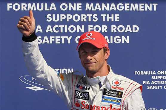  Button on pole at Belgium GP