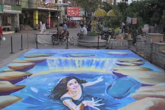 Anamorphic 3D floor painting introduced in Pakistan