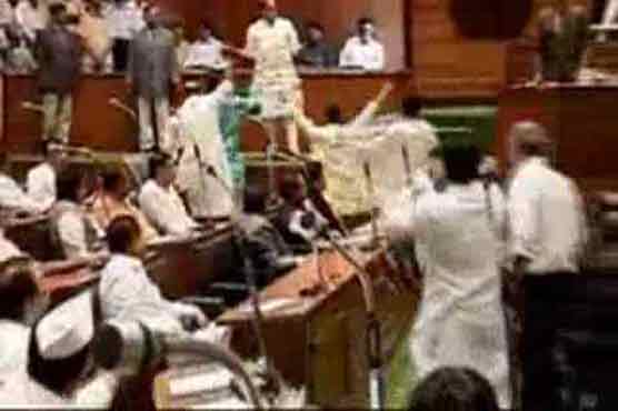 MPs scuffle in Indian Parliament 