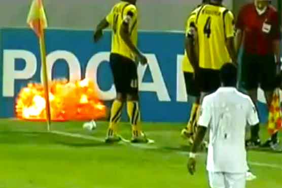 'Grenade' explodes at pitch during football match