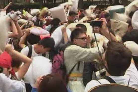 Pillow Fight Day brings out the softer side