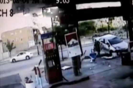 US motorist tries to flee scene of petrol station car crash in taxi 