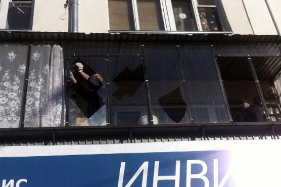 Meteor-broken windows in Russian city being fixed