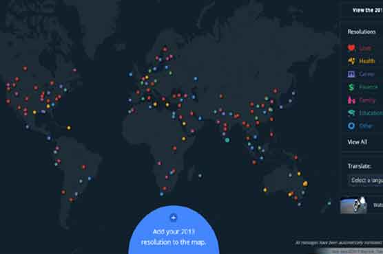 Google maps New Year's resolutions around the world