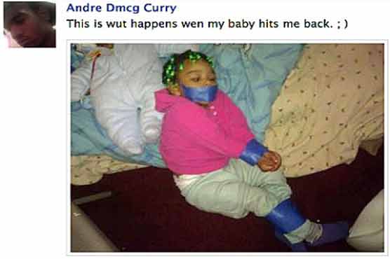 Man held for posting photo of bound daughter 