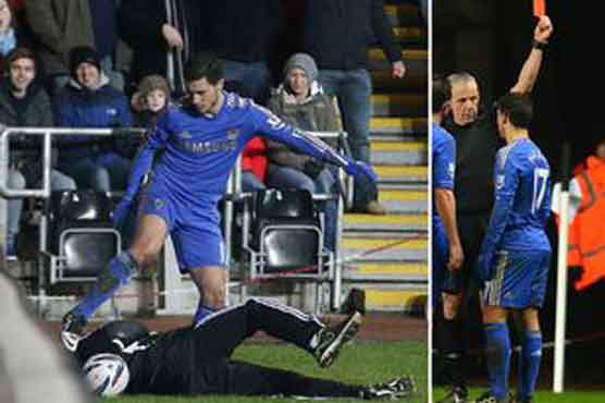 Chelsea star sent off for kicking ballboy in ribs