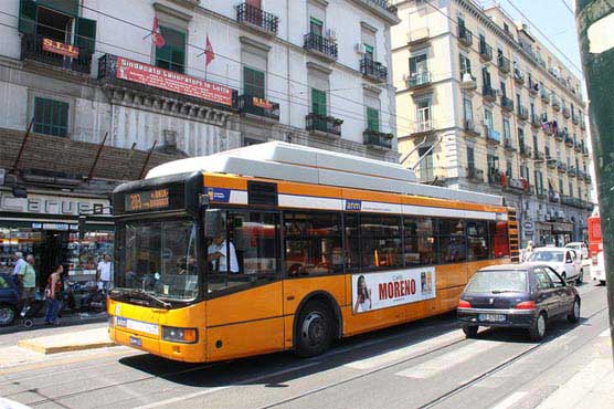 Naples' buses stop as operator runs out of fuel