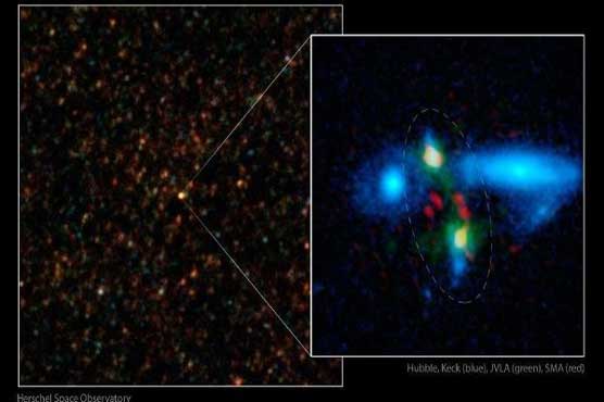 Rare birth of mega-galaxy captured by space telescope