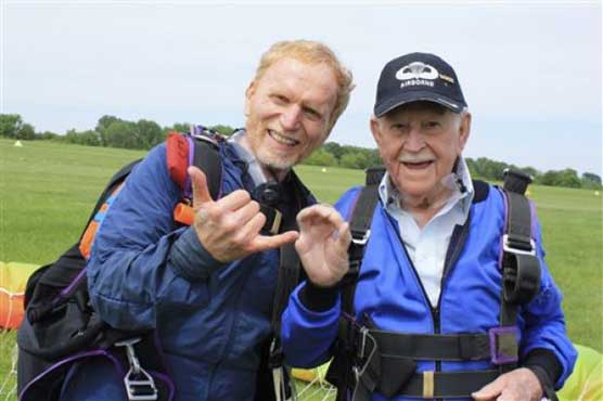 87-year-old man skydives to aid sick great-grandson