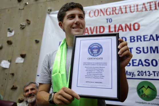 Mexican climber sets Everest record with double summit