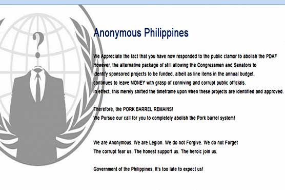 Hackers deface Philippine websites in call for protests
